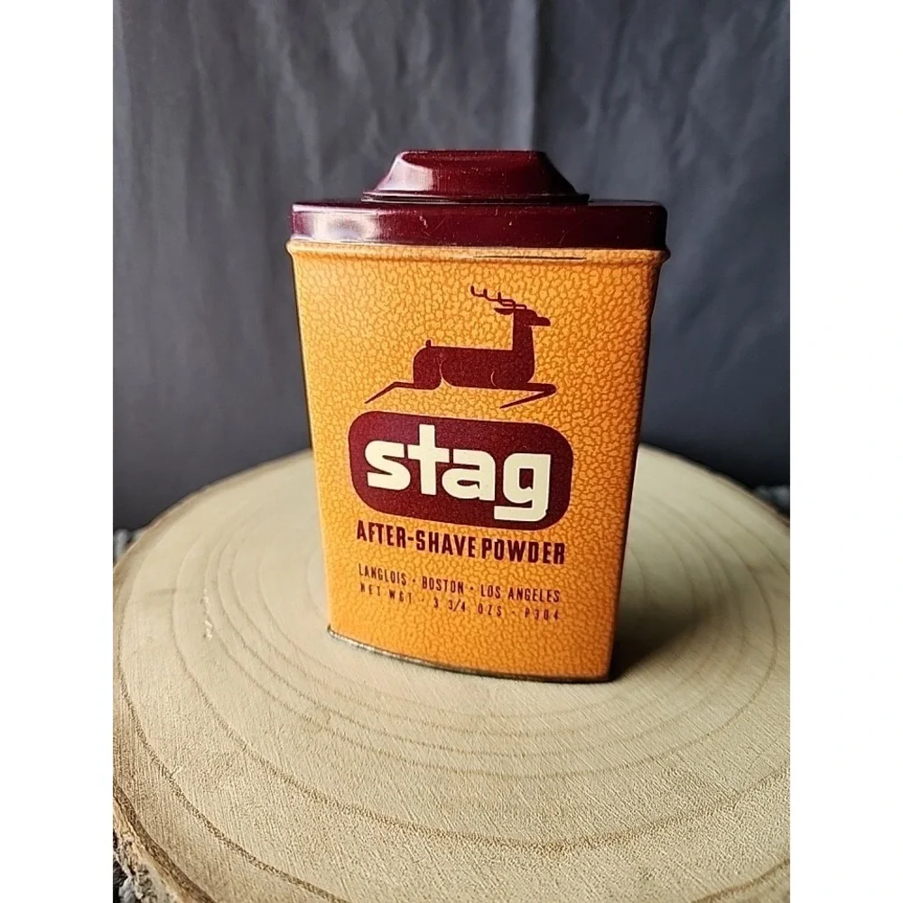 Vintage *STAG* After Shave Powder Container 1950s Rexall Drug Stores Exclusive‎